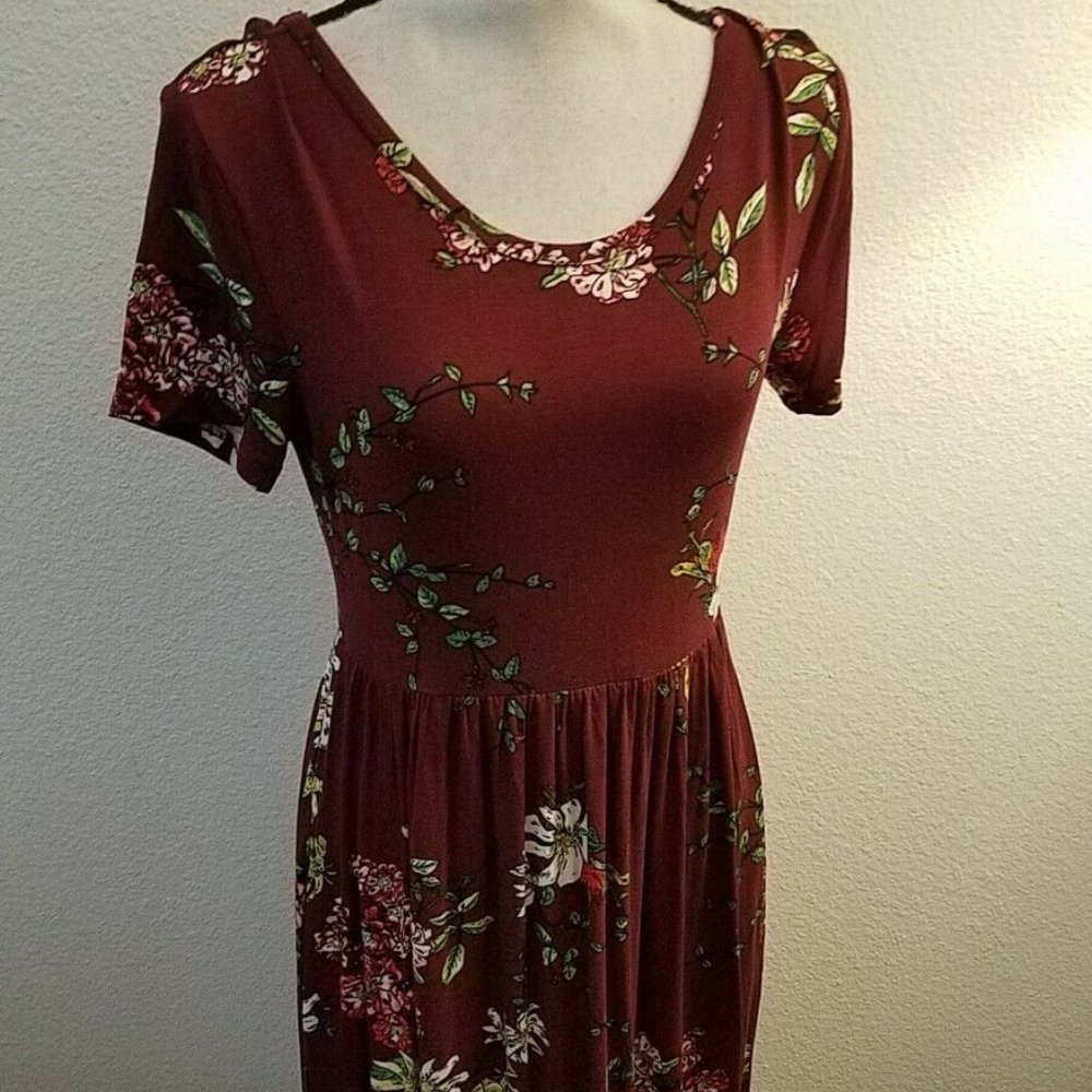 Euovmy Women's Casual Loose Short Sleeve Long Dres